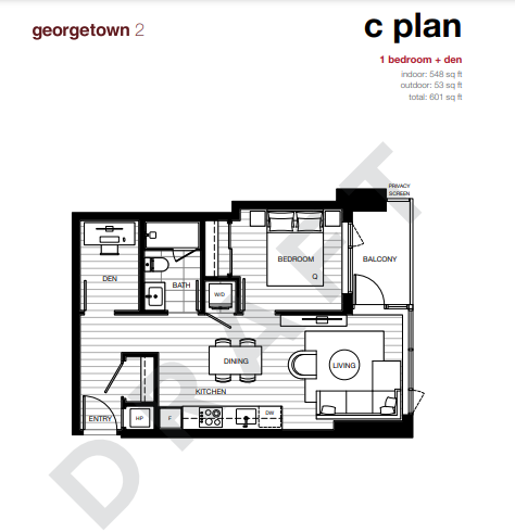C Floor Plan of Georgetown Two Condos with undefined beds