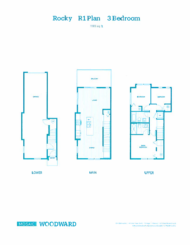 R1 Floor Plan of Woodward Towns with undefined beds