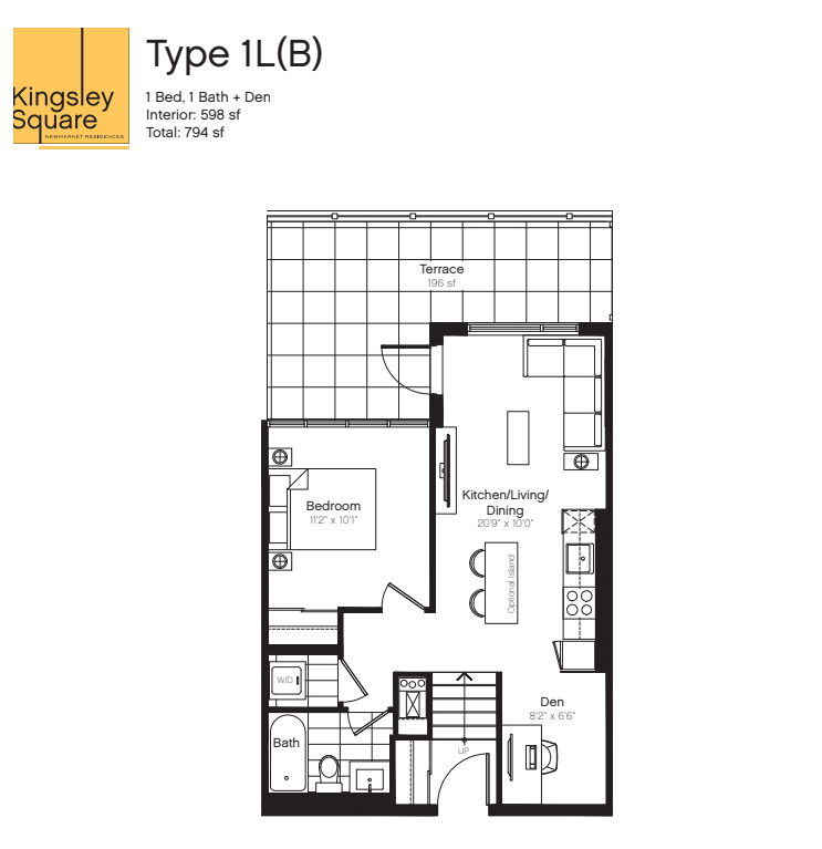  1L(B)  Floor Plan of Kingsley Square Condos with undefined beds