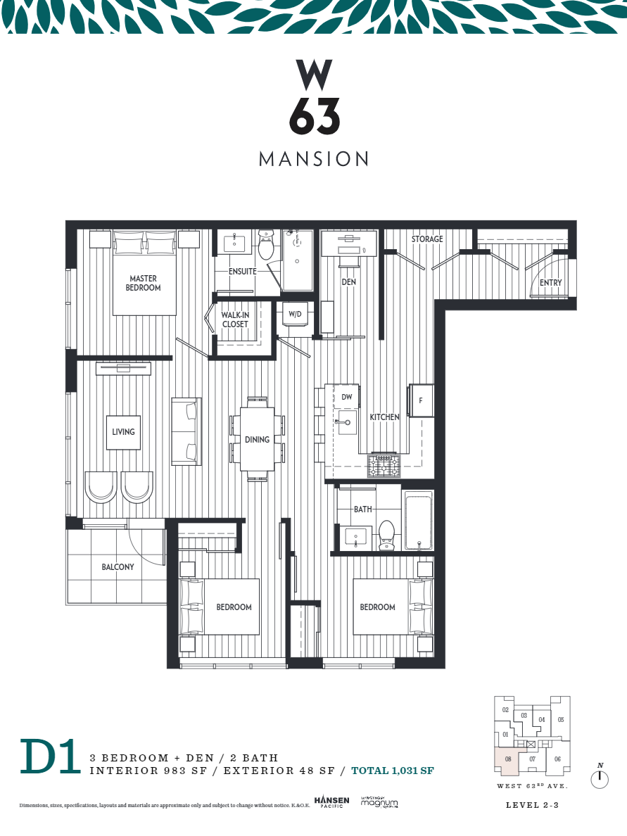 D1 Floor Plan of W63 Mansion Condos with undefined beds