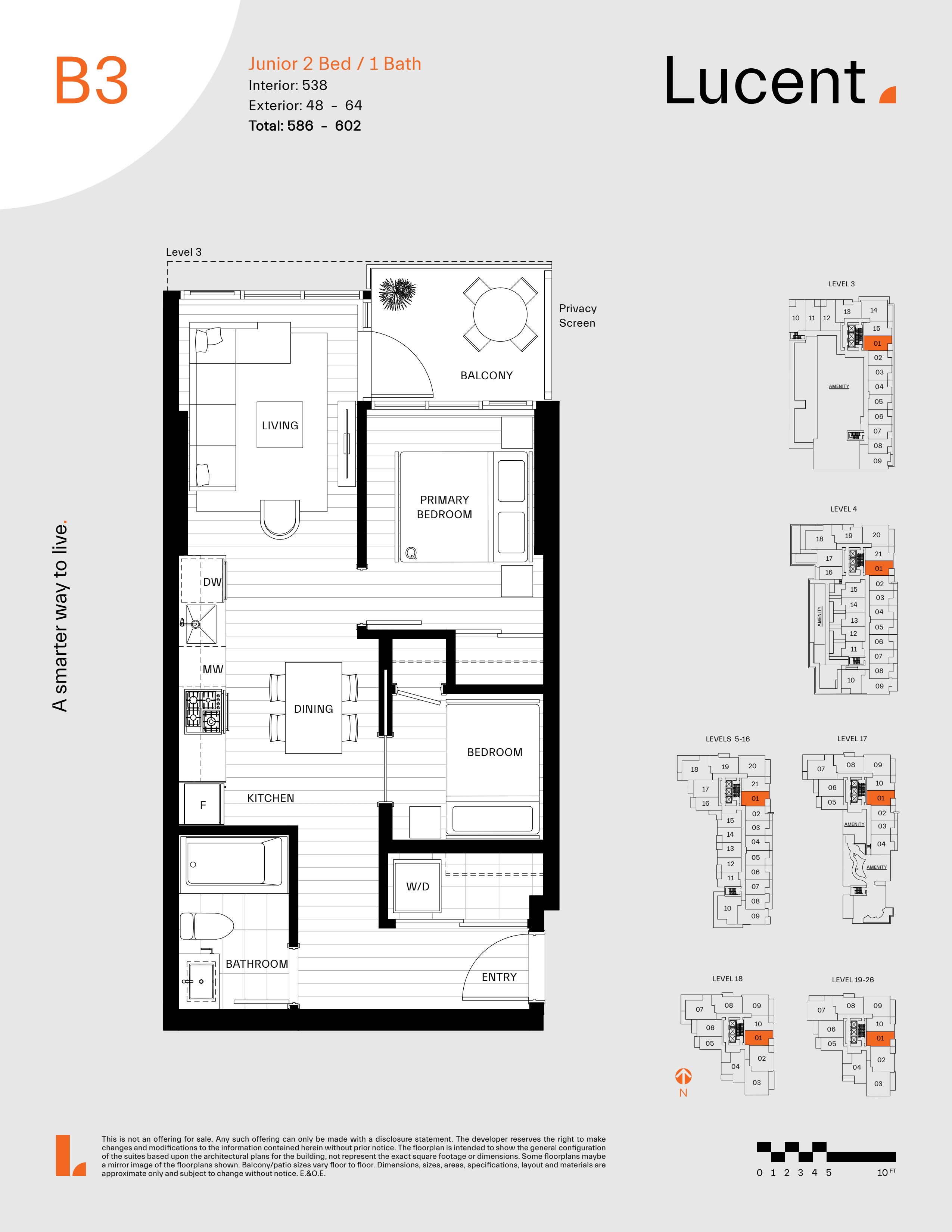 B3 Floor Plan of Lucent Condos with undefined beds
