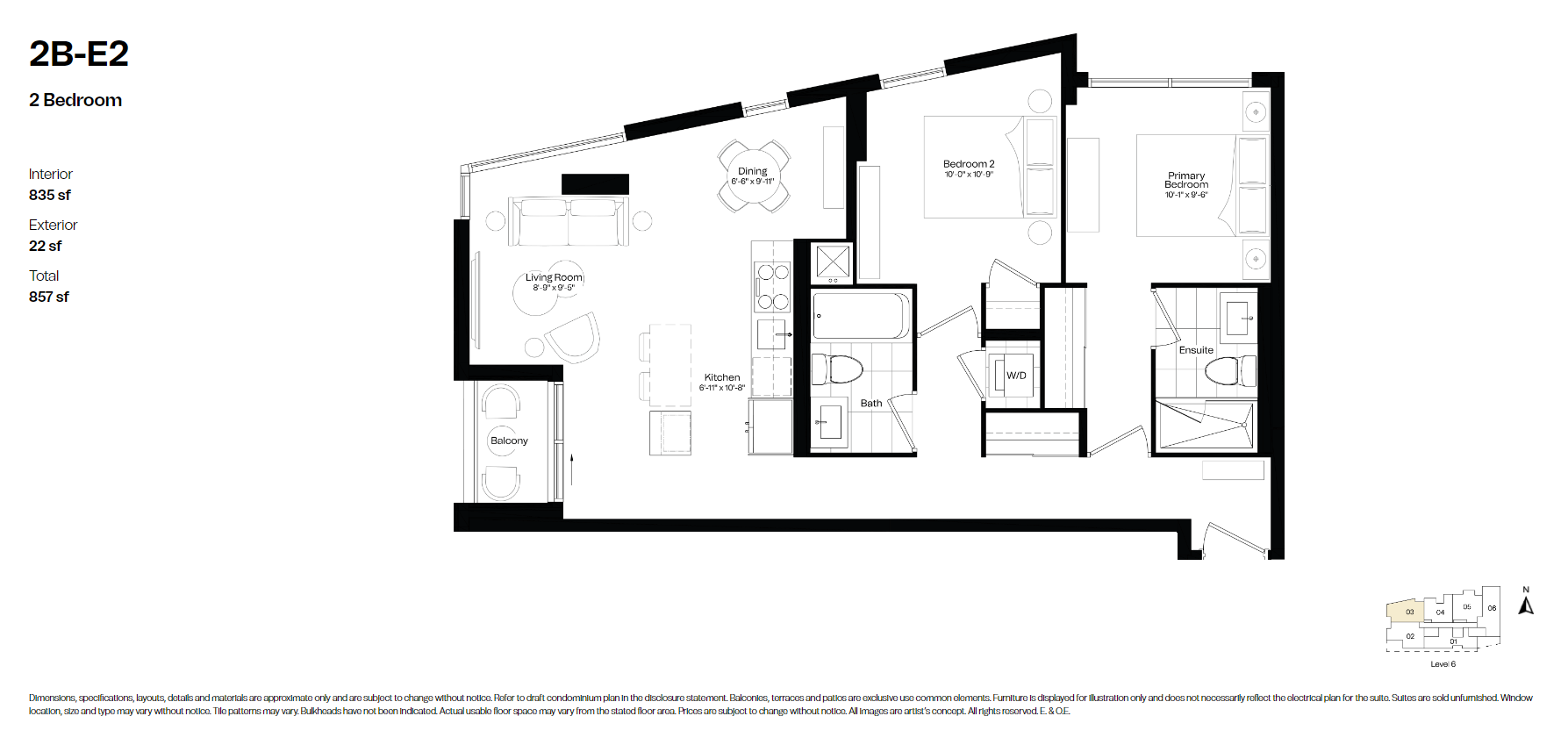  2B-E2  Floor Plan of Courcelette Condos with undefined beds