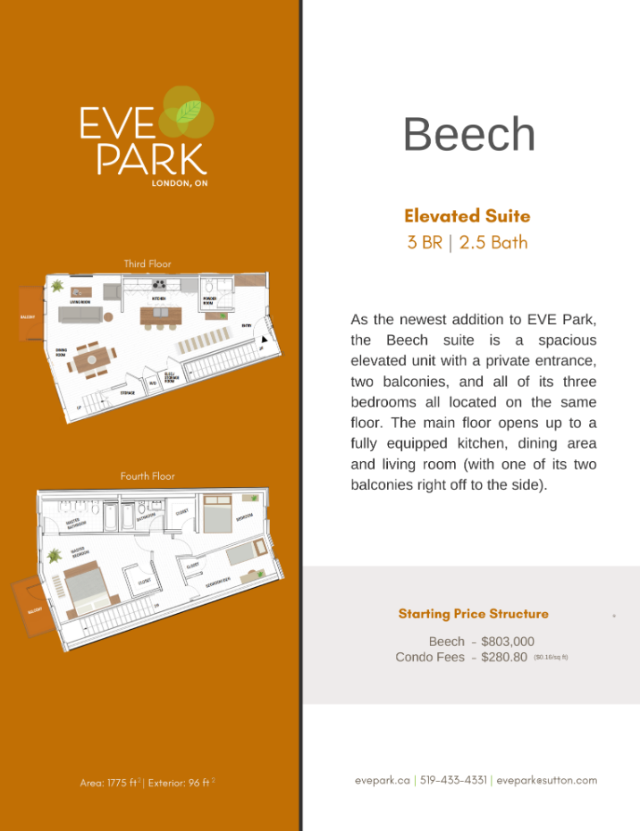 Beech Floor Plan of EVE Park Towns with undefined beds