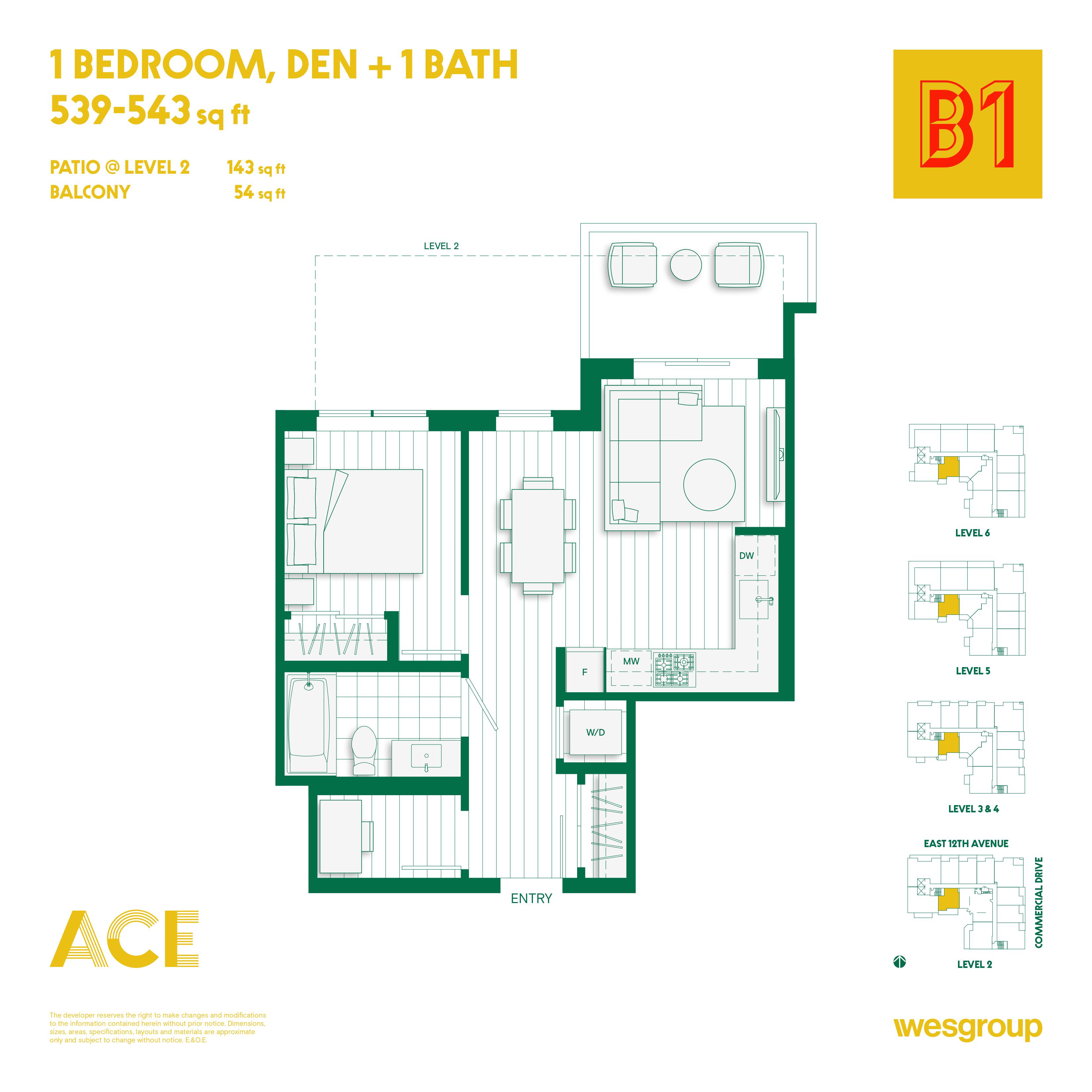B1 Floor Plan of ACE Condos with undefined beds