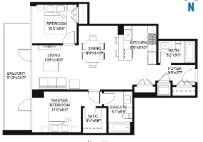 1302 Floor Plan of The View at Grandin City Condos with undefined beds