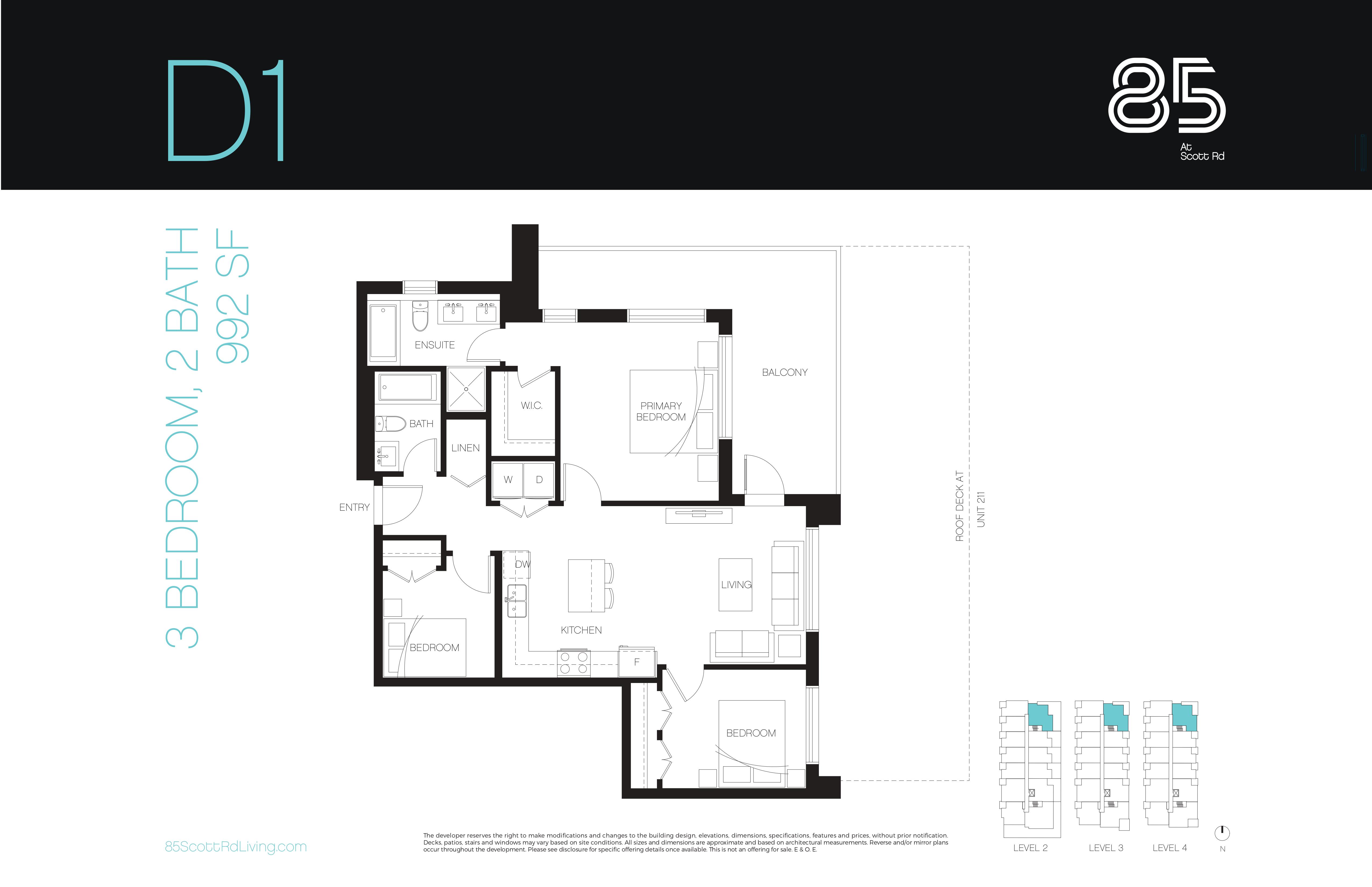 D1 Floor Plan of The 85 Condos with undefined beds