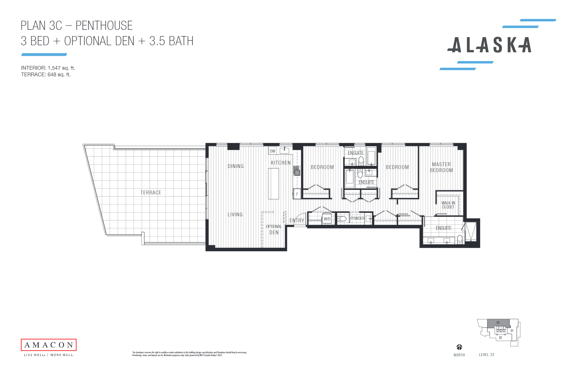 3C Floor Plan of Alaska Condos with undefined beds