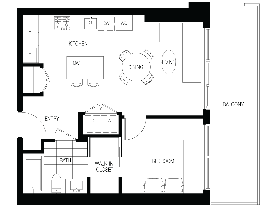 A3 Floor Plan of The City of Lougheed - Neighbourhood One Condos with undefined beds