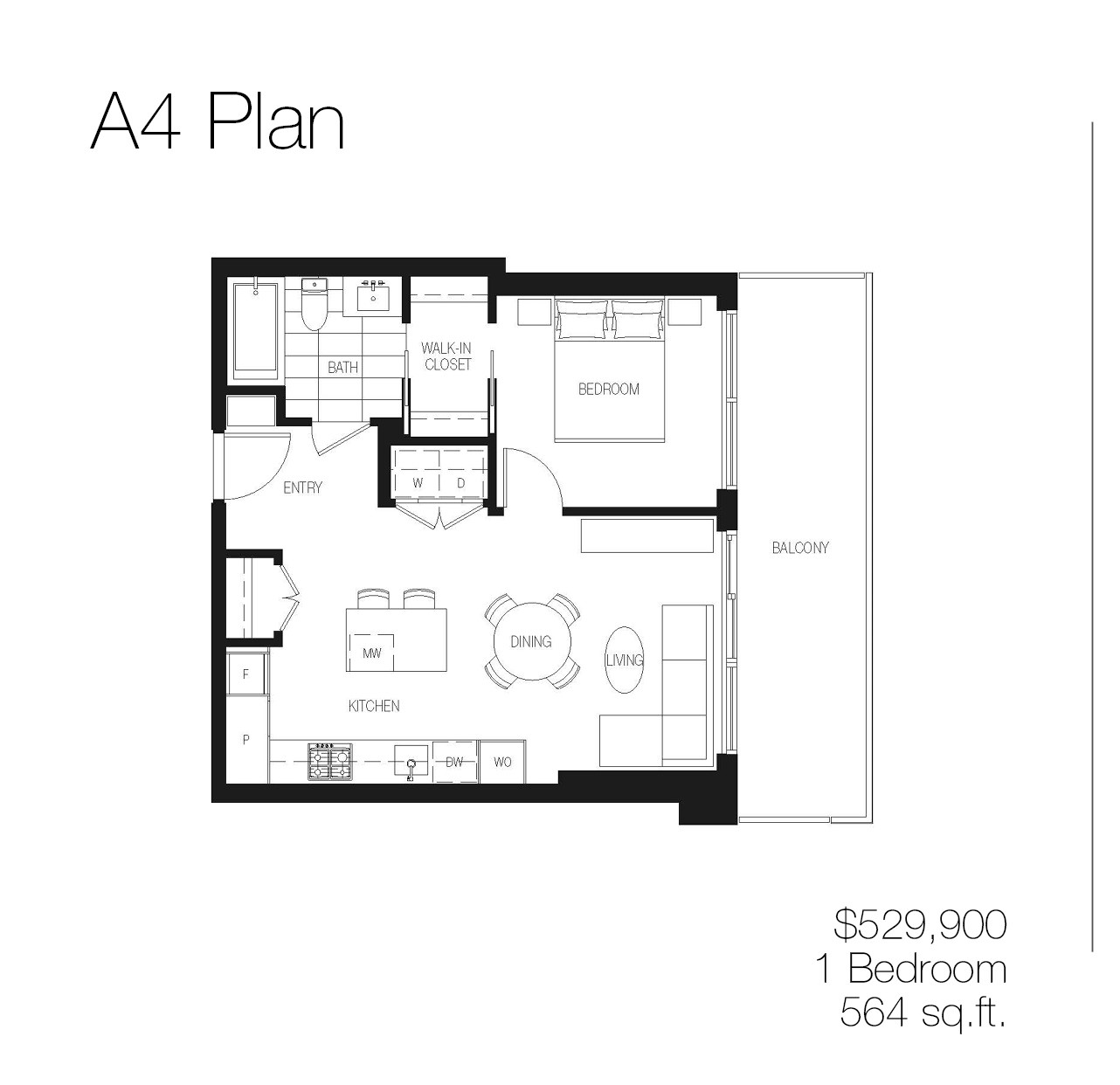 A4 Floor Plan of The City of Lougheed - Neighbourhood One Condos with undefined beds