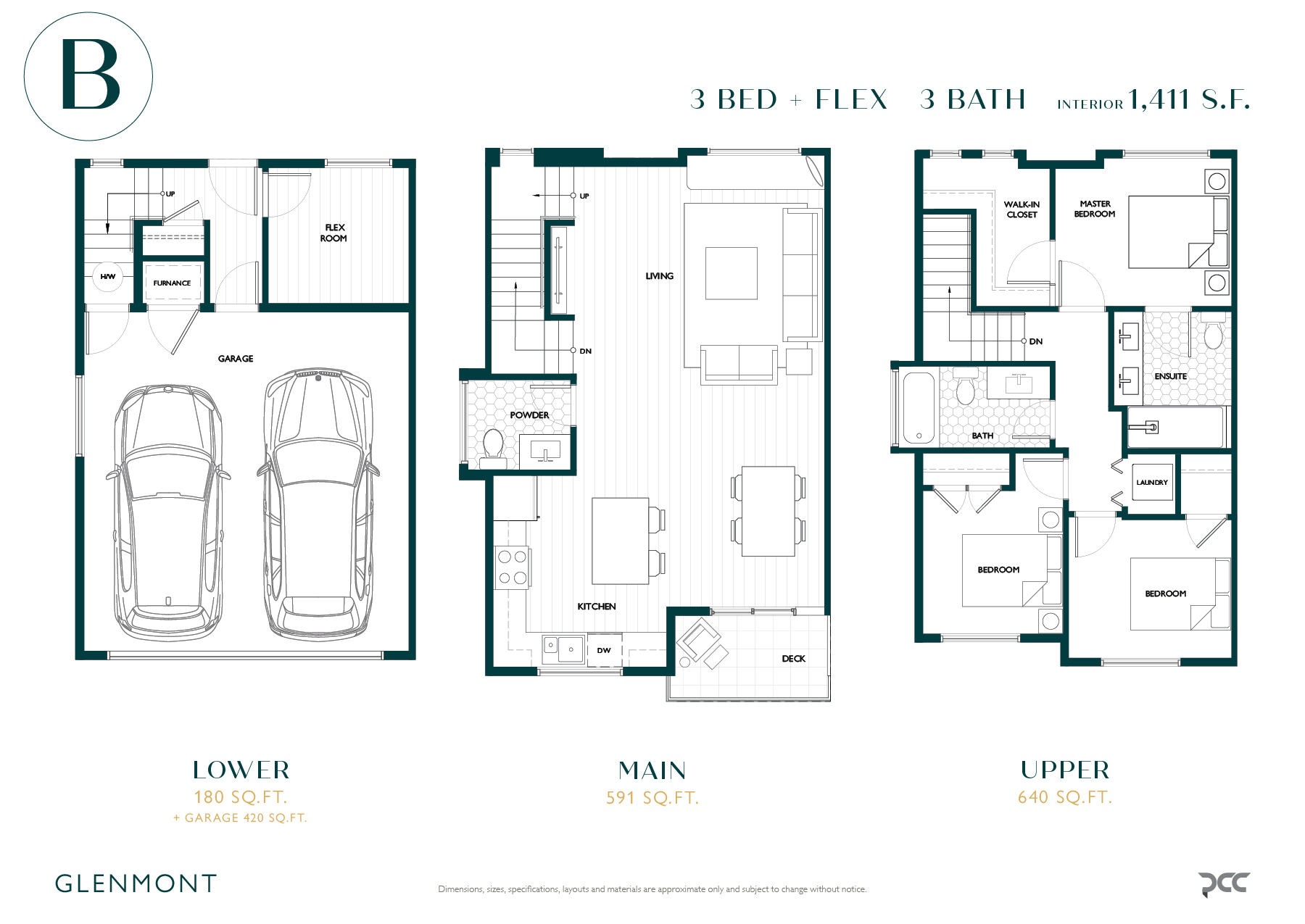 B Floor Plan of Glenmont Towns with undefined beds