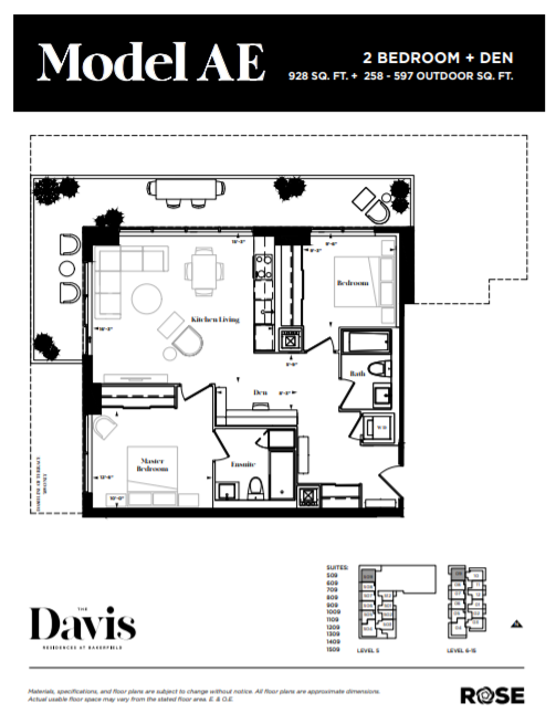  Model AE  Floor Plan of The Davis Residences at Bakerfield Condos with undefined beds