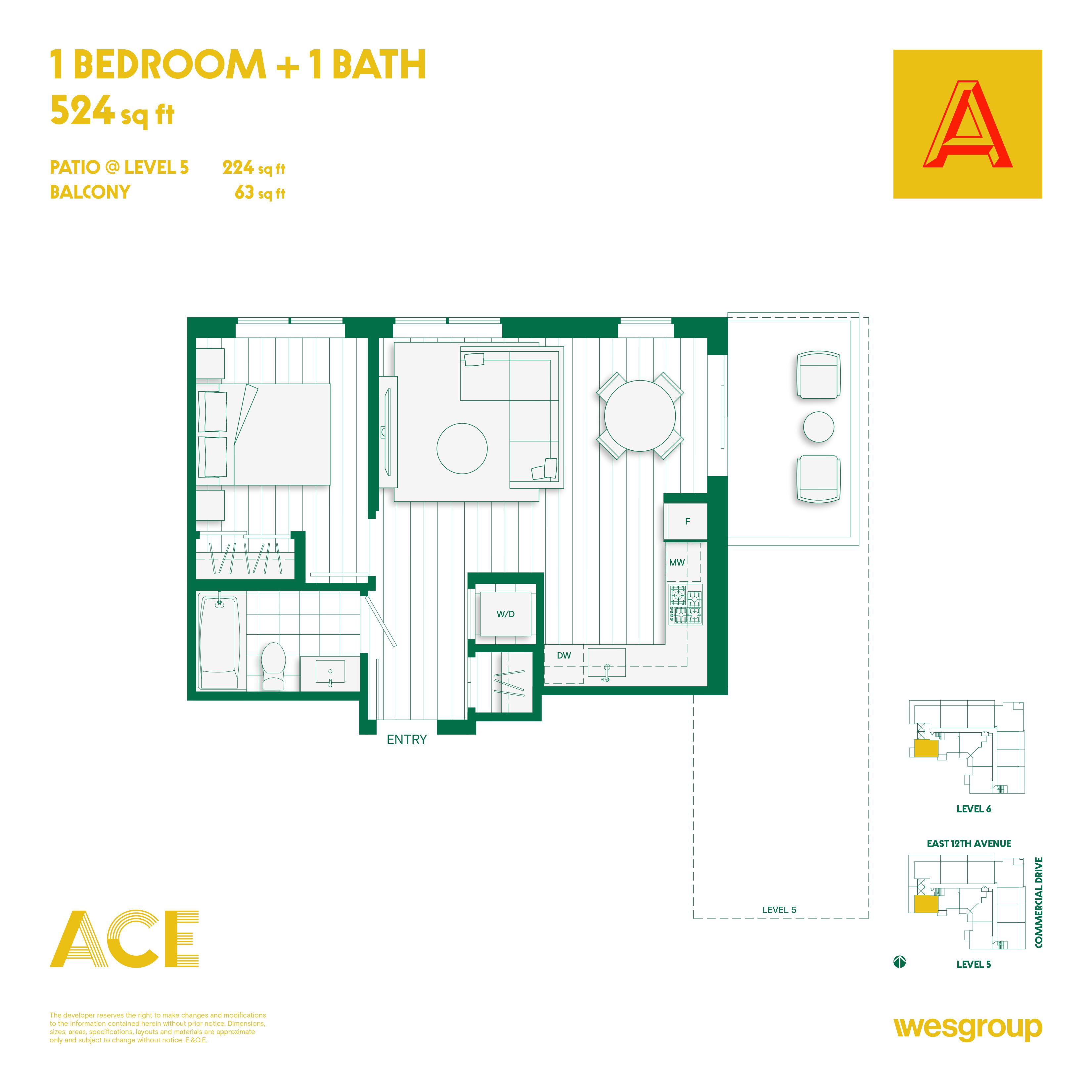 A Floor Plan of ACE Condos with undefined beds