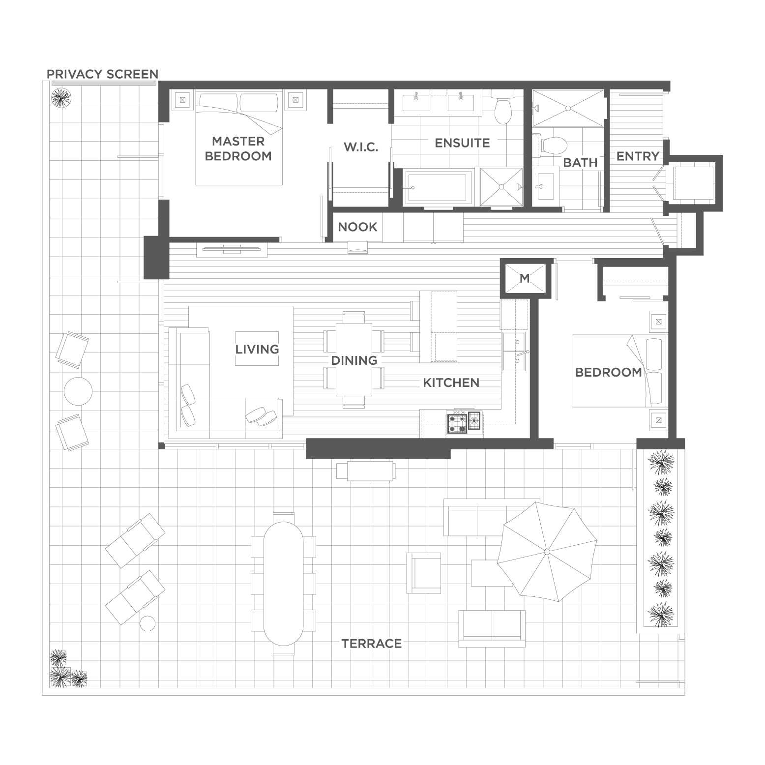 D1T Floor Plan of Gilmore Place Condos with undefined beds