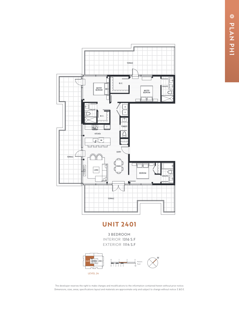 PH1 Floor Plan of Centra Condos with undefined beds