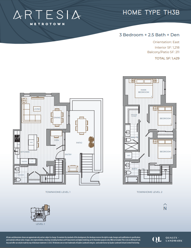 TH3B Floor Plan of Artesia condos with undefined beds