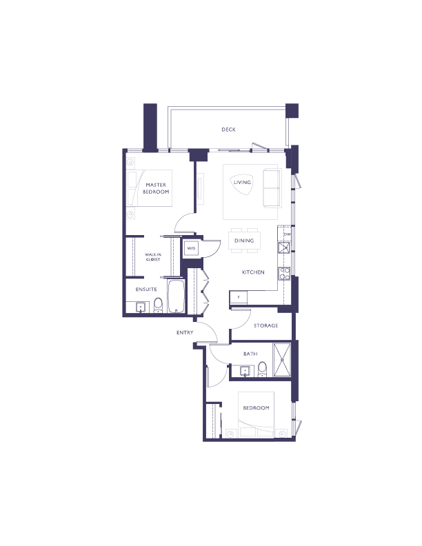 B1b Floor Plan of Duet Condos with undefined beds