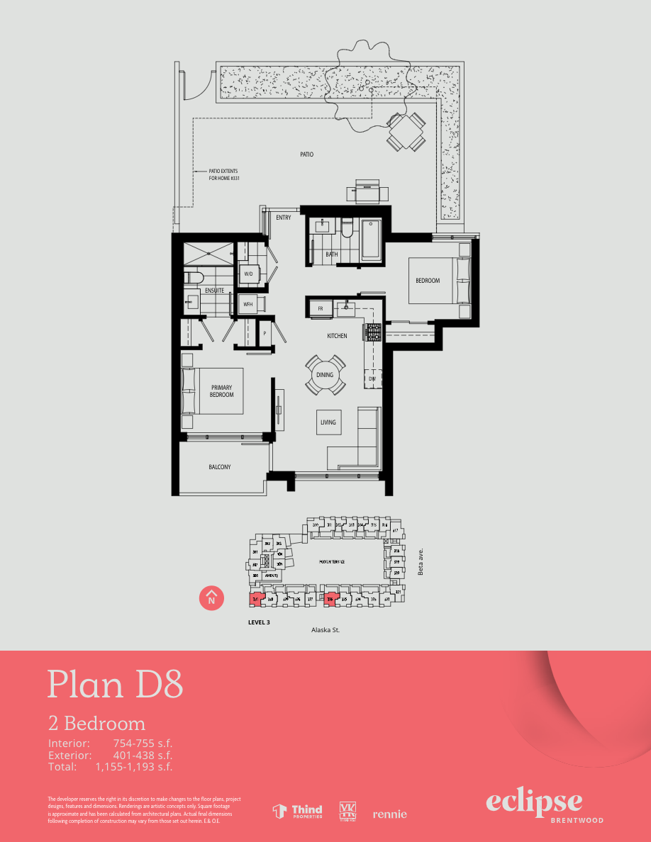 D8 Floor Plan of Thind Brentwood - Lumina Eclipse Condos with undefined beds