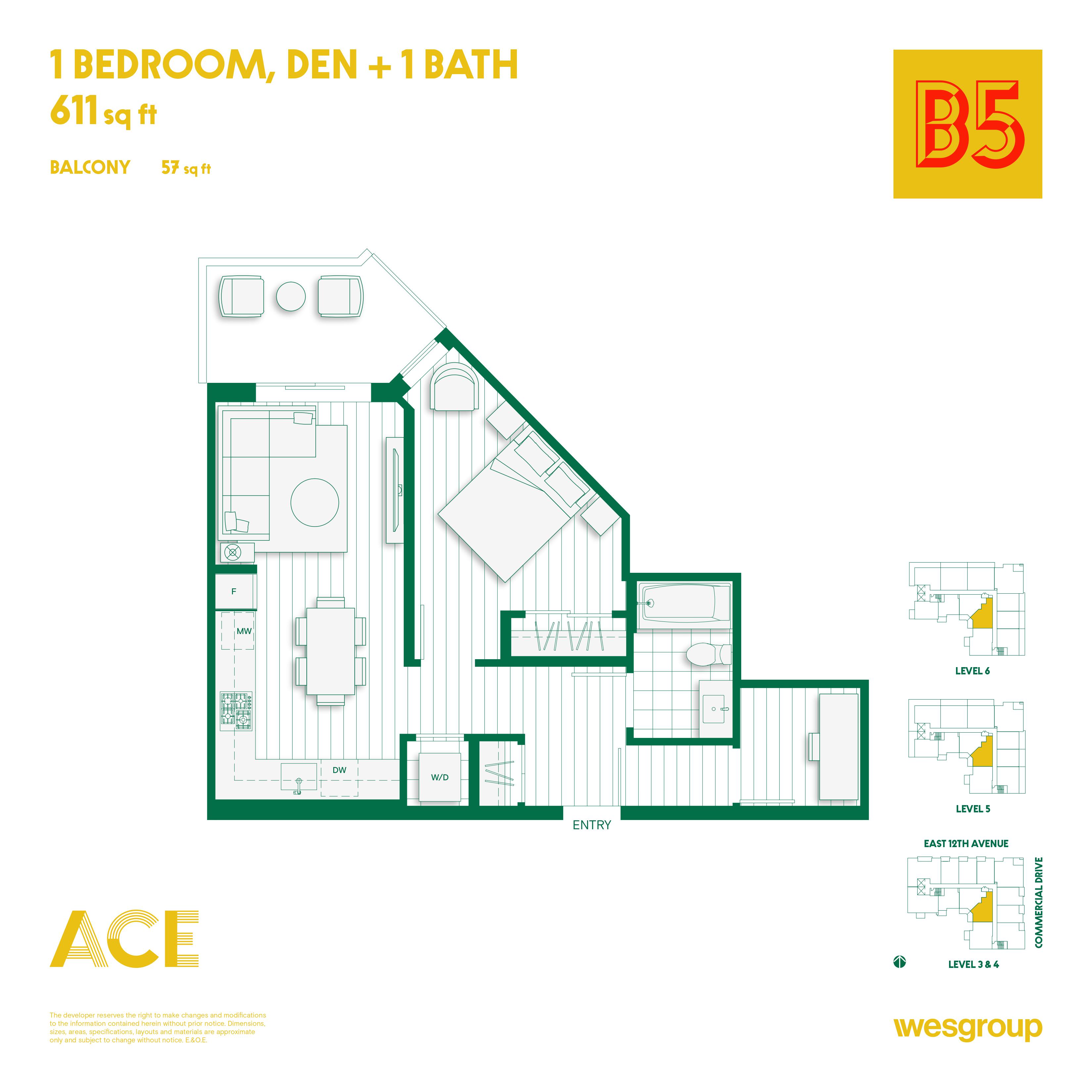 B5 Floor Plan of ACE Condos with undefined beds