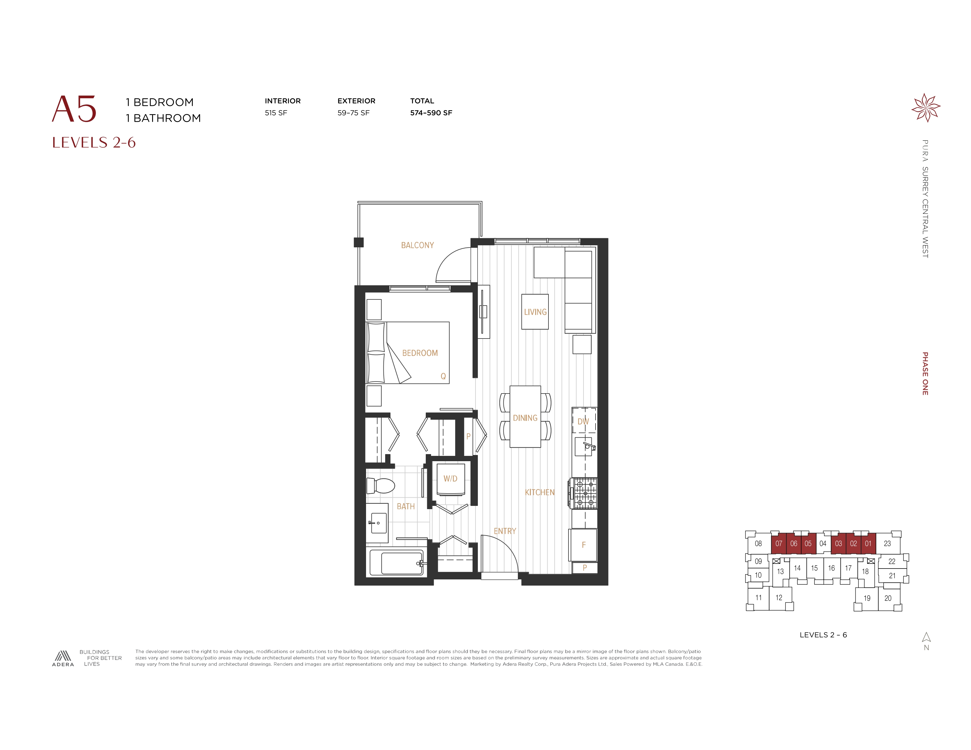 A5 Floor Plan of Pura (Phase 1) Condos with undefined beds