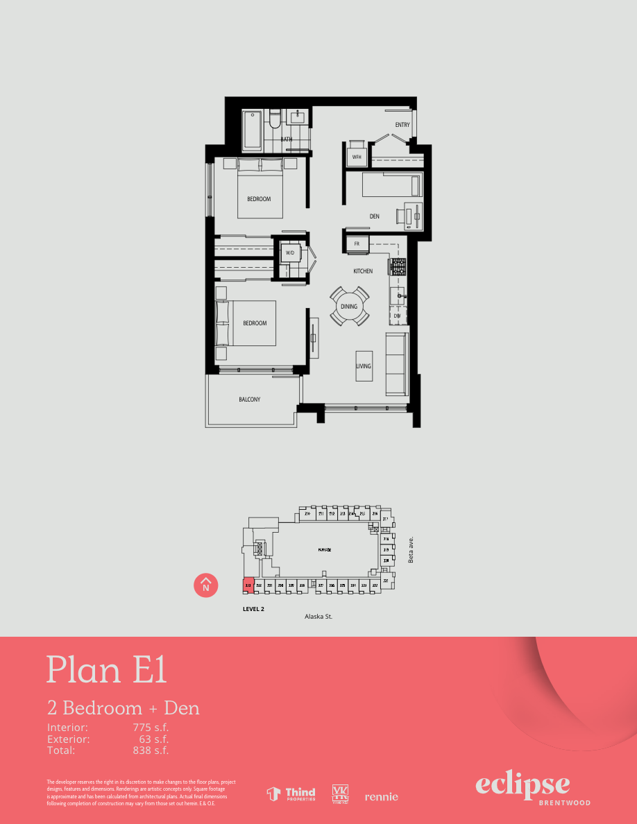 E1 Floor Plan of Thind Brentwood - Lumina Eclipse Condos with undefined beds