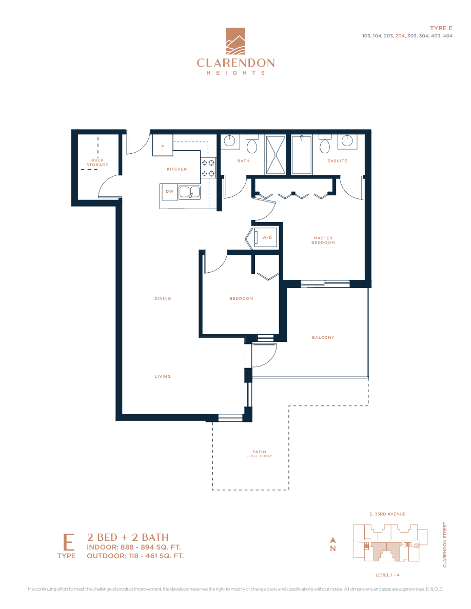 E Floor Plan of Clarendon Heights Condos with undefined beds
