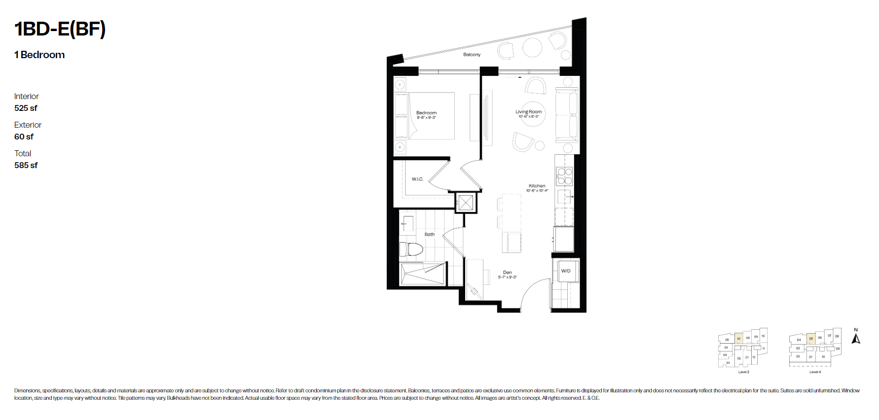  1BD-E(BF)  Floor Plan of Courcelette Condos with undefined beds