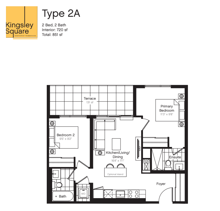 2A Floor Plan of Kingsley Square Condos with undefined beds