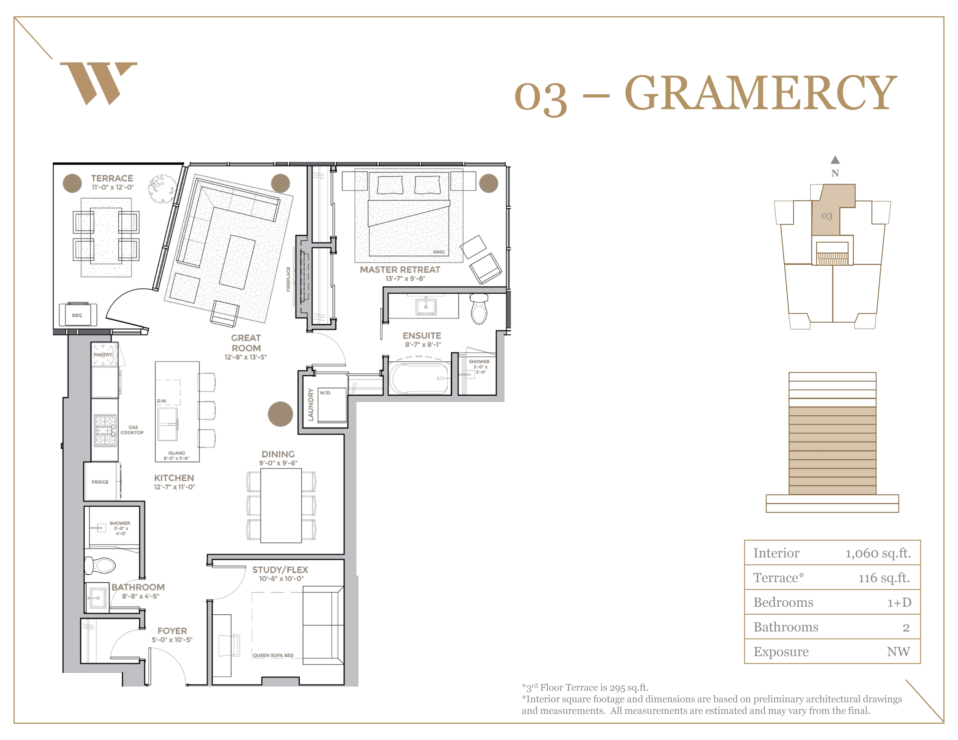 Gramercy Floor Plan of West Block Glenora Condos with undefined beds