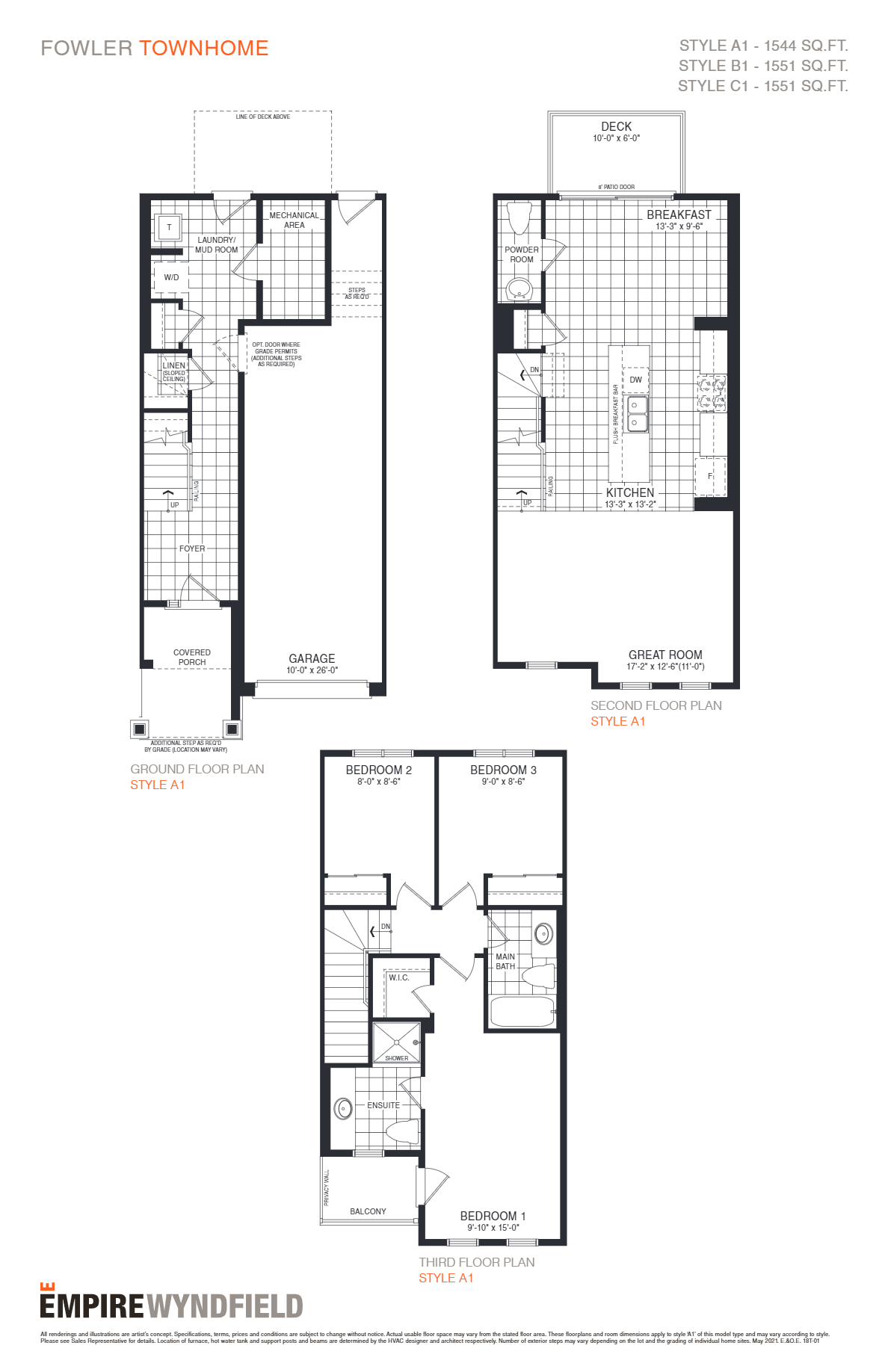 Fowler Floor Plan of Empire Wyndfield Towns with undefined beds
