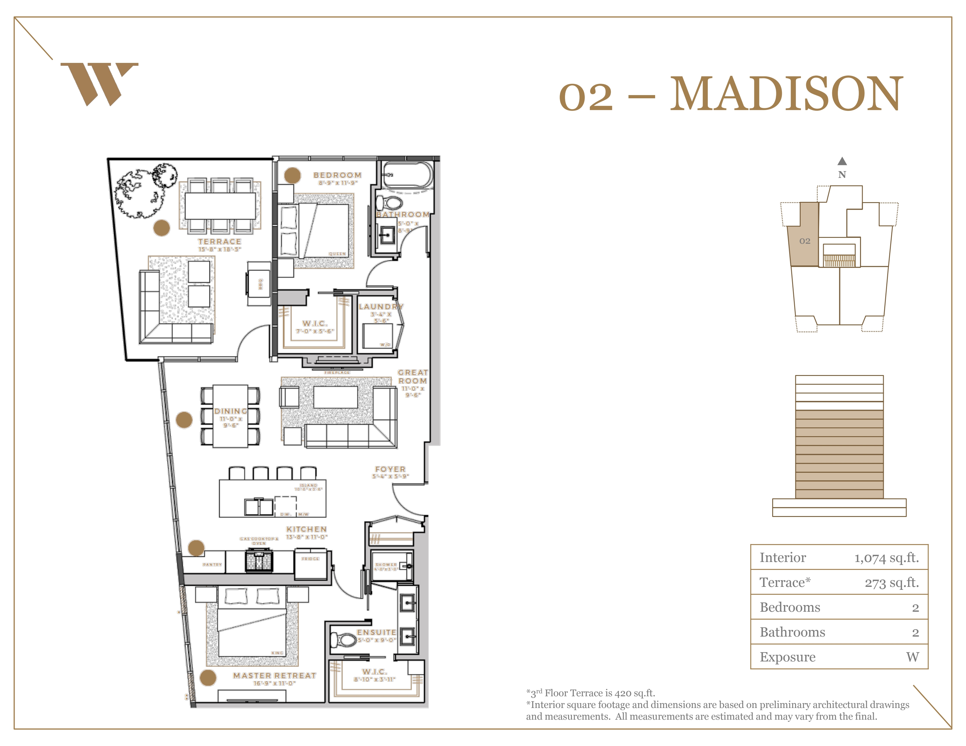 Madison Floor Plan of West Block Glenora Condos with undefined beds