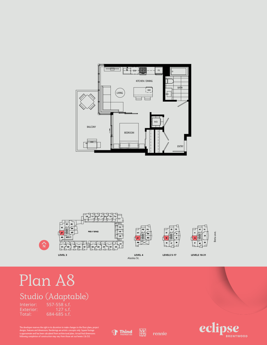 A8 Floor Plan of Thind Brentwood - Lumina Eclipse Condos with undefined beds