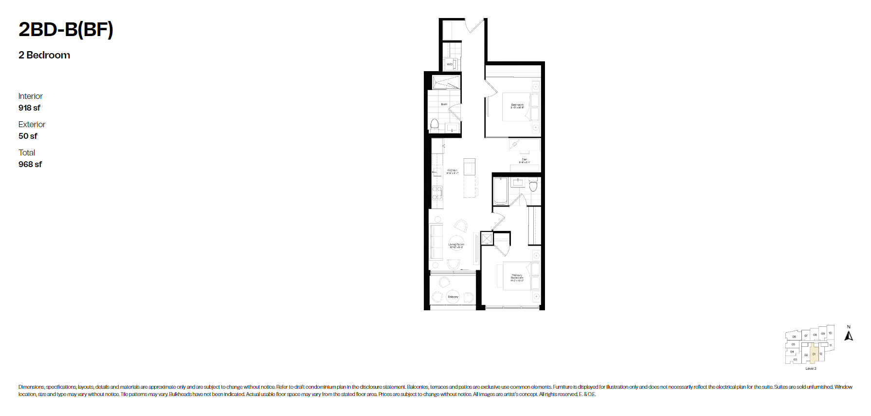  2BD-B(BF)  Floor Plan of Courcelette Condos with undefined beds