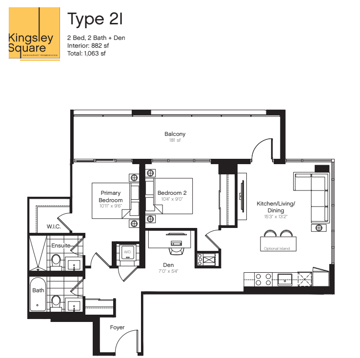 2I Floor Plan of Kingsley Square Condos with undefined beds