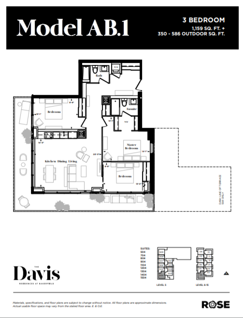  Model AB.1  Floor Plan of The Davis Residences at Bakerfield Condos with undefined beds