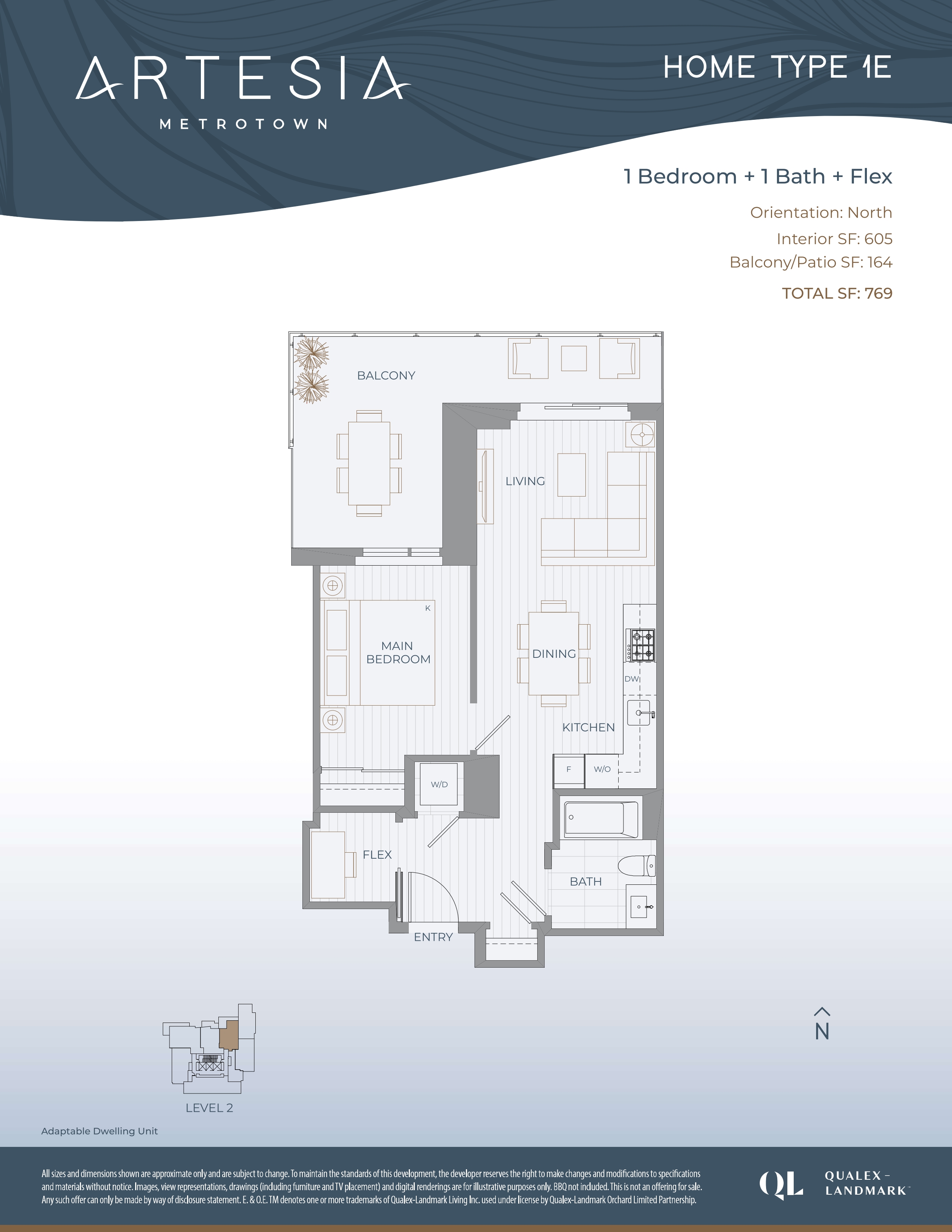 1E Floor Plan of Artesia condos with undefined beds