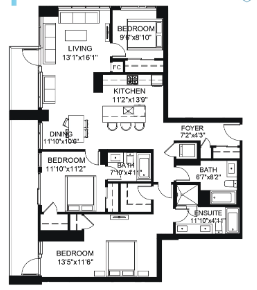 301 Floor Plan of The View at Grandin City Condos with undefined beds