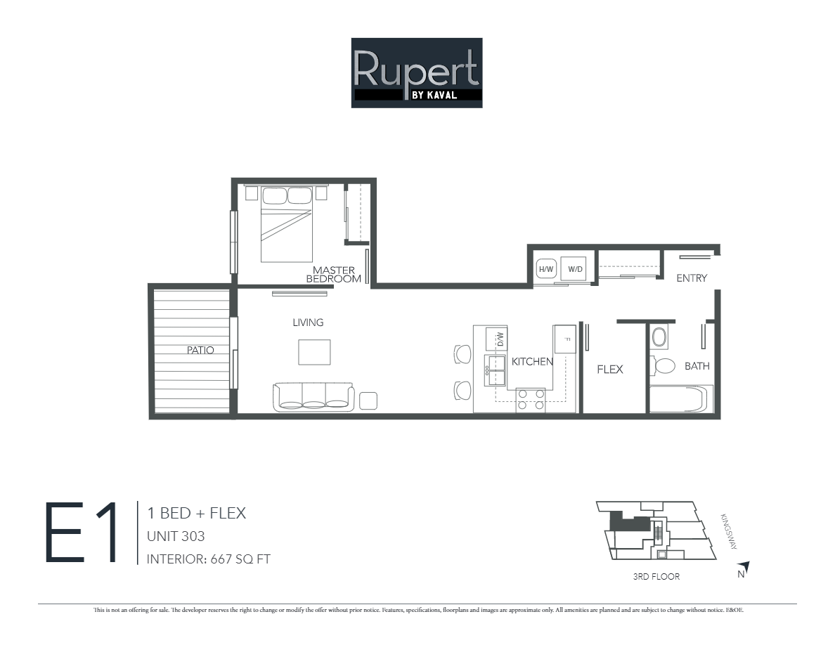 E1 Floor Plan of RUPERT Condos with undefined beds