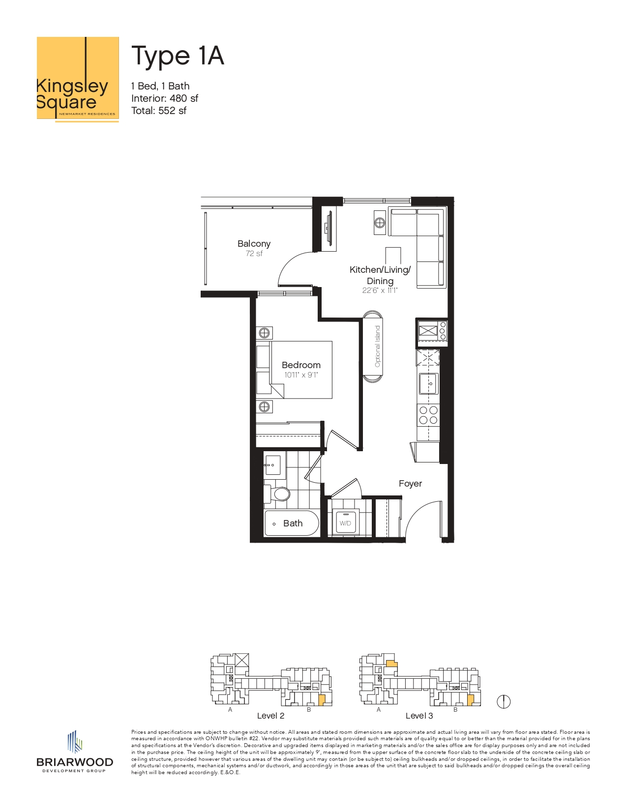 1A Floor Plan of Kingsley Square Condos with undefined beds
