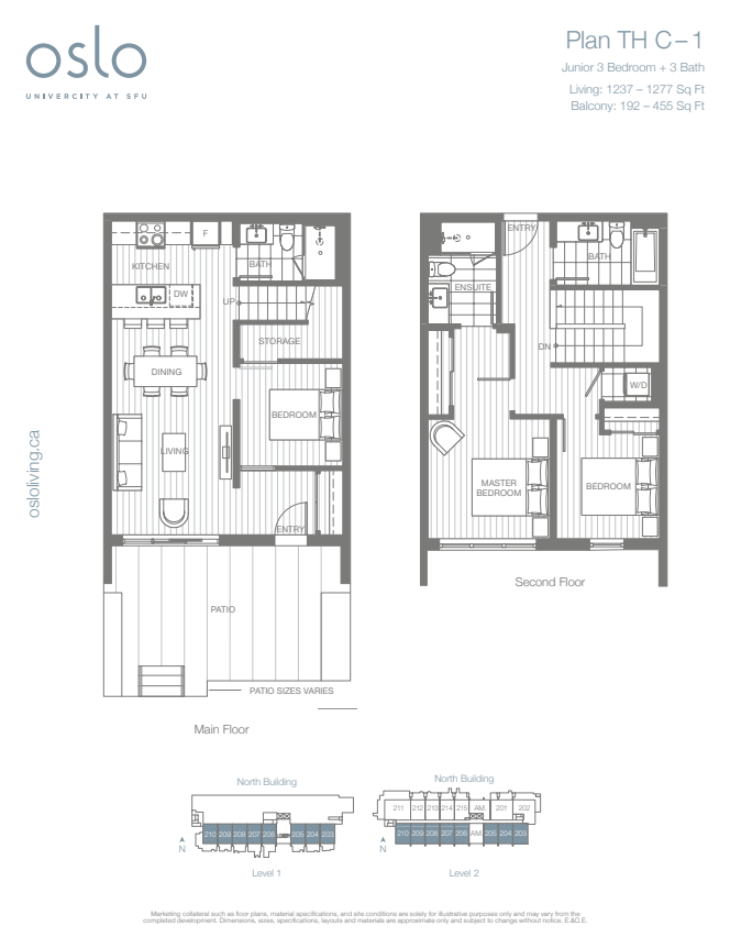  207 TH C-1  Floor Plan of Oslo Condo with undefined beds