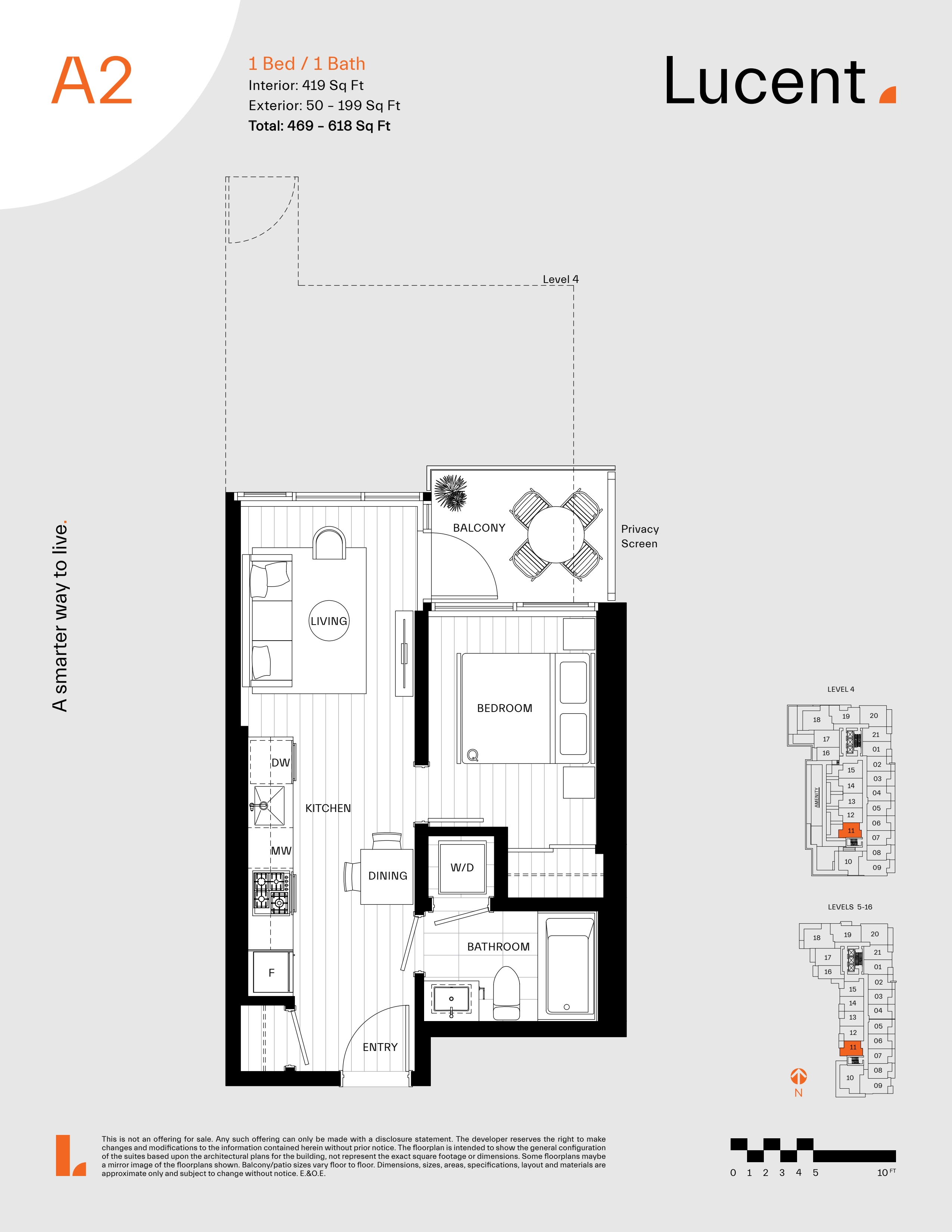 A2 Floor Plan of Lucent Condos with undefined beds