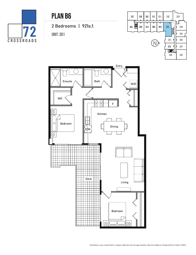 B6 Floor Plan of 72 Crossroads Condos with undefined beds
