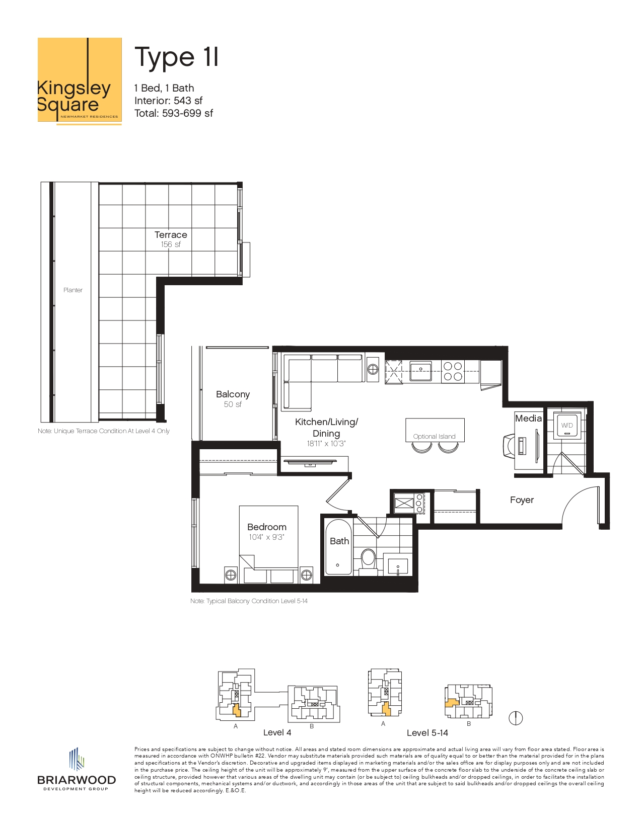 1I Floor Plan of Kingsley Square Condos with undefined beds