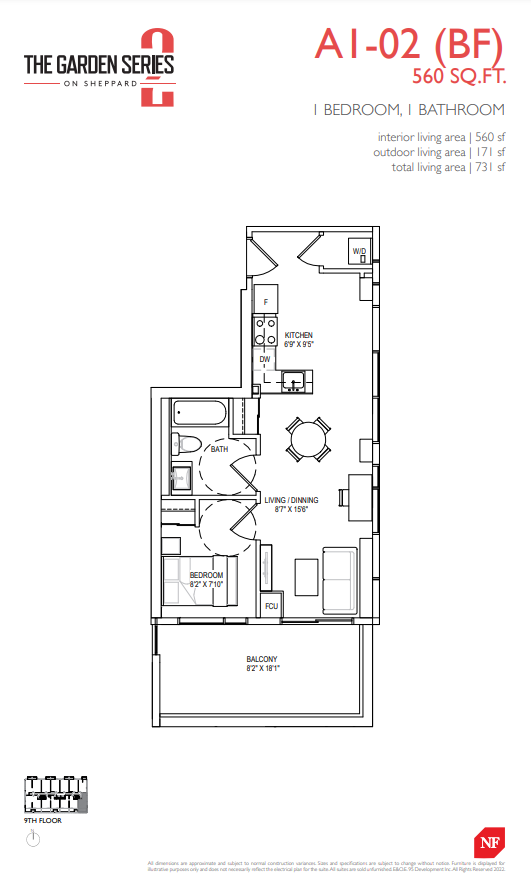 908 Floor Plan of The Garden Series 2 on Sheppard Condos with undefined beds