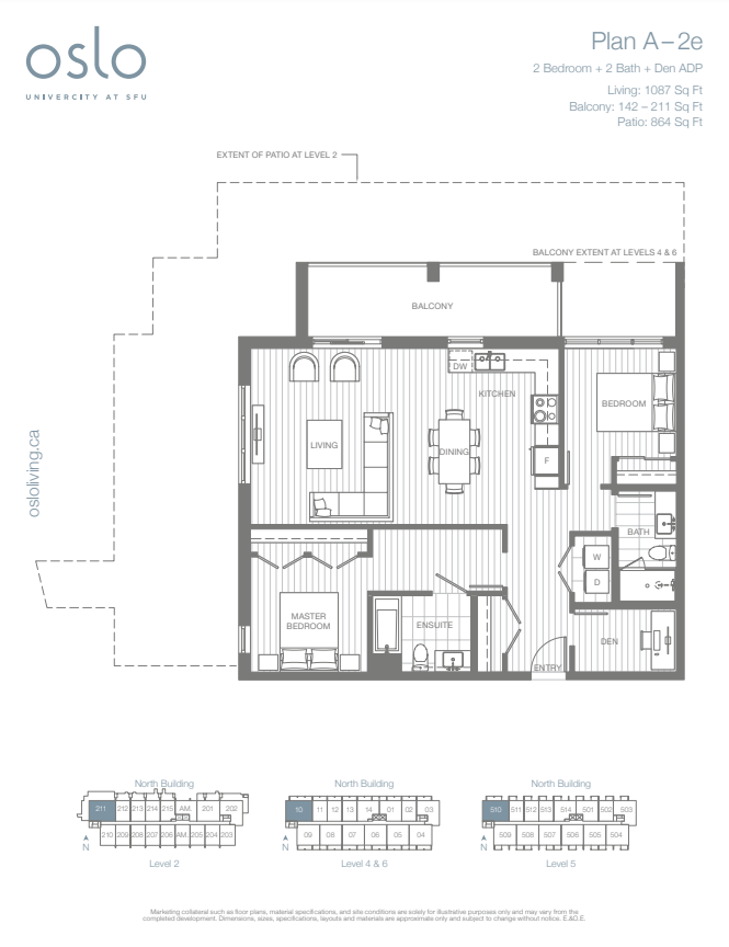  510 A – 2e  Floor Plan of Oslo Condo with undefined beds