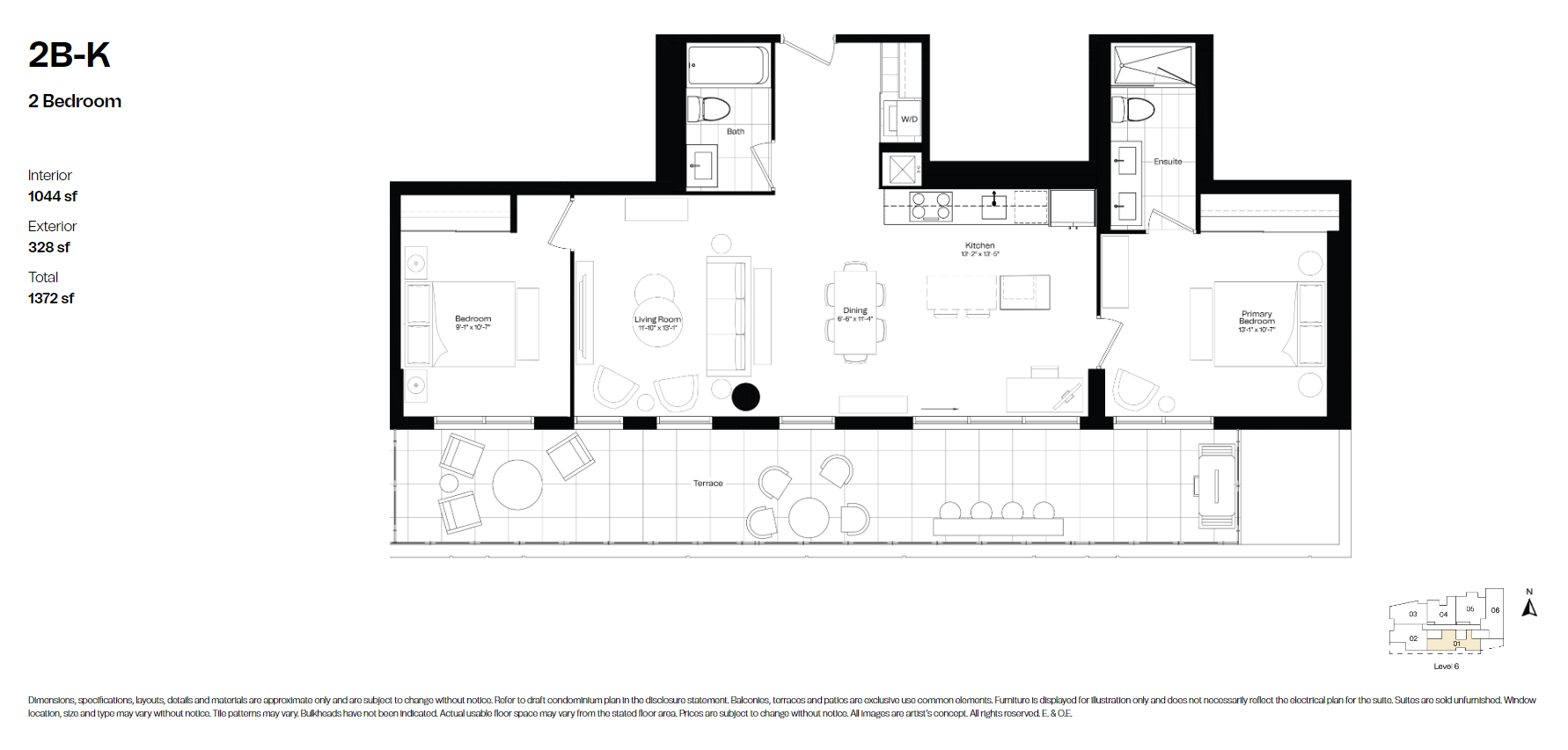  2B-K  Floor Plan of Courcelette Condos with undefined beds