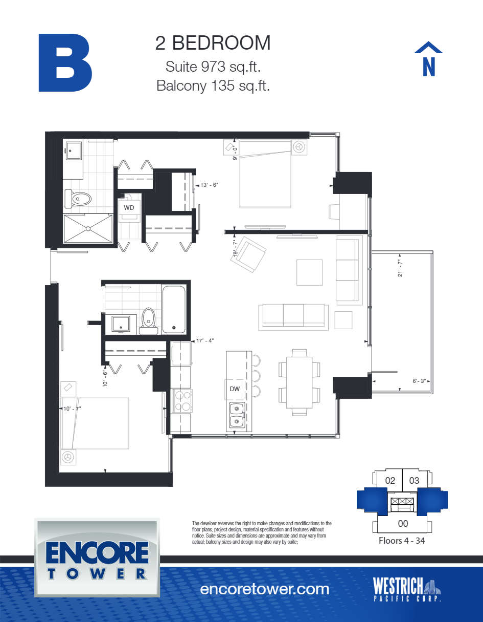 2904 Floor Plan of Encore Tower Condos with undefined beds