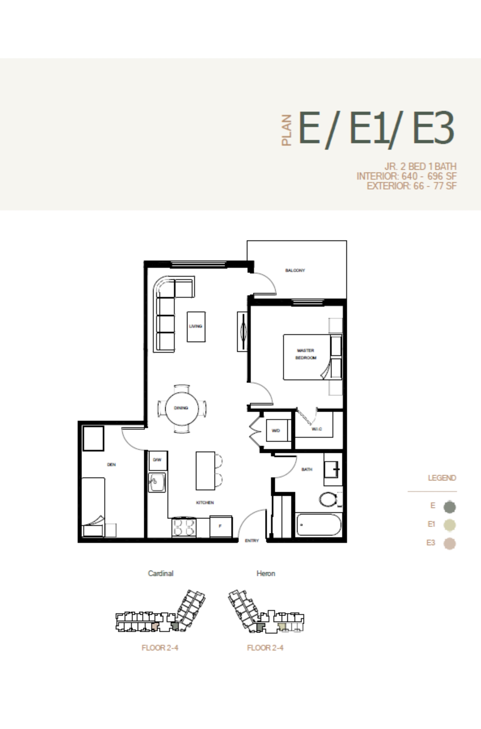  E/E1/E3  Floor Plan of Park & Maven (Condos - Cardinal & Heron) with undefined beds