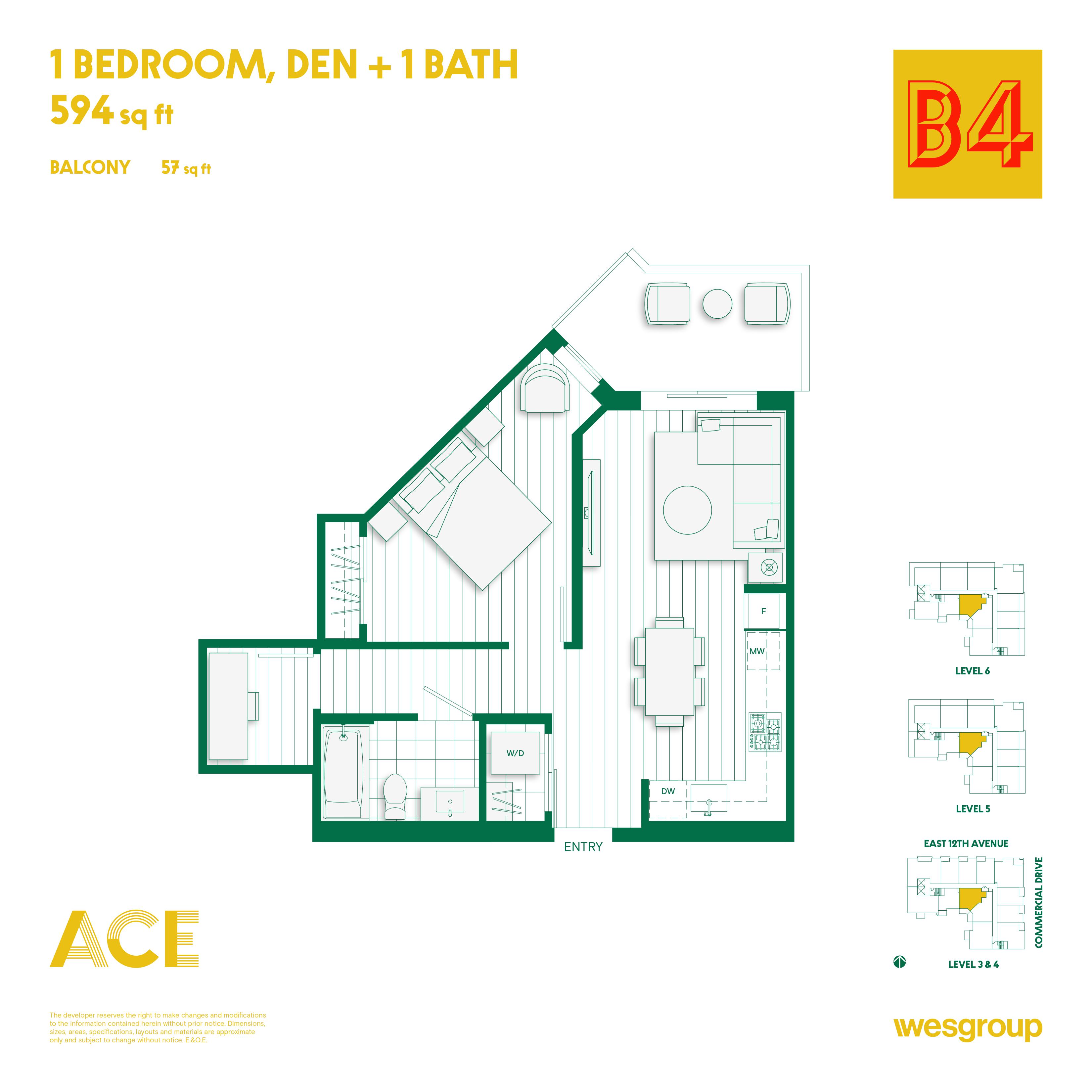 B4 Floor Plan of ACE Condos with undefined beds