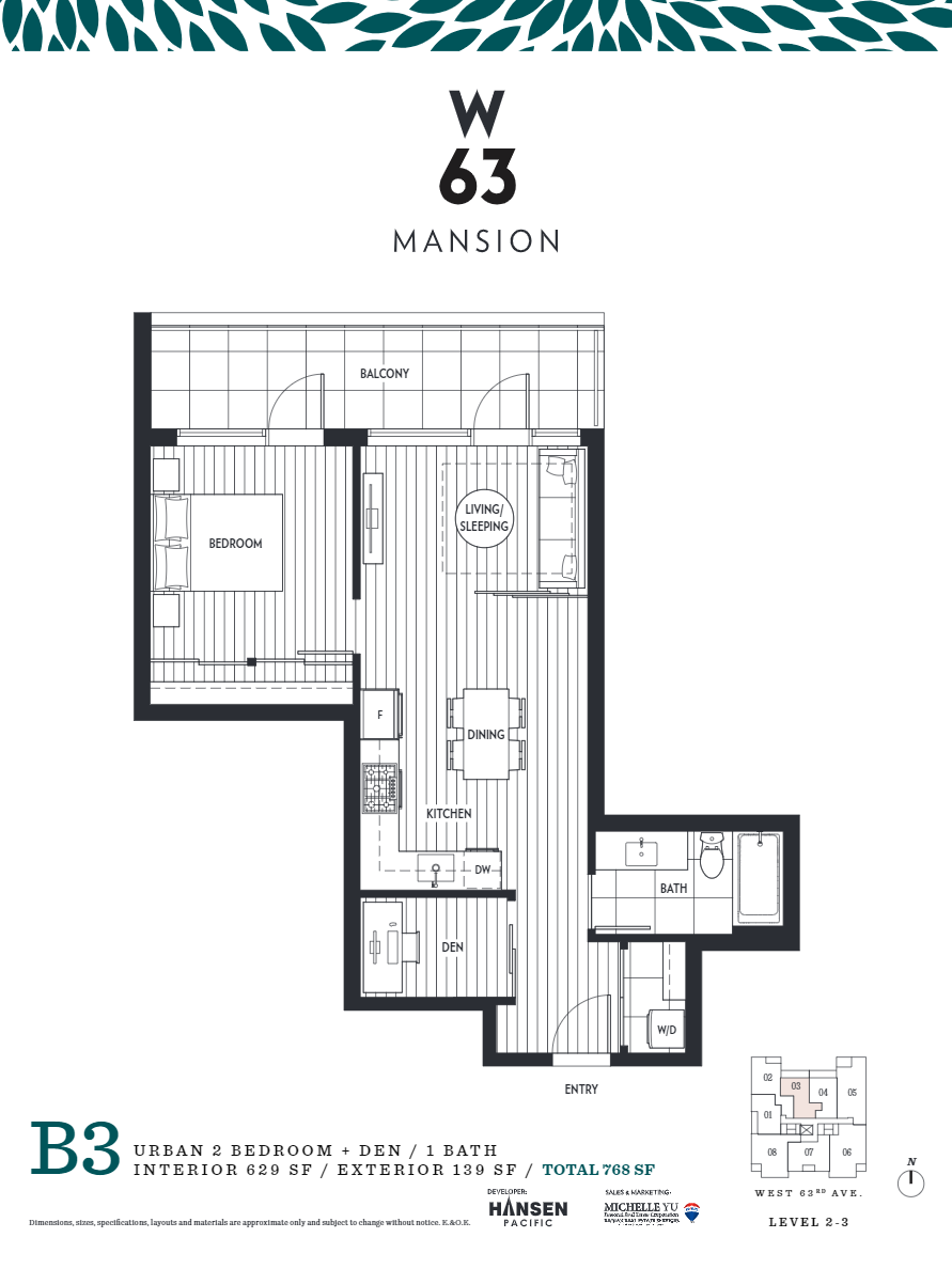 B3 Floor Plan of W63 Mansion Condos with undefined beds