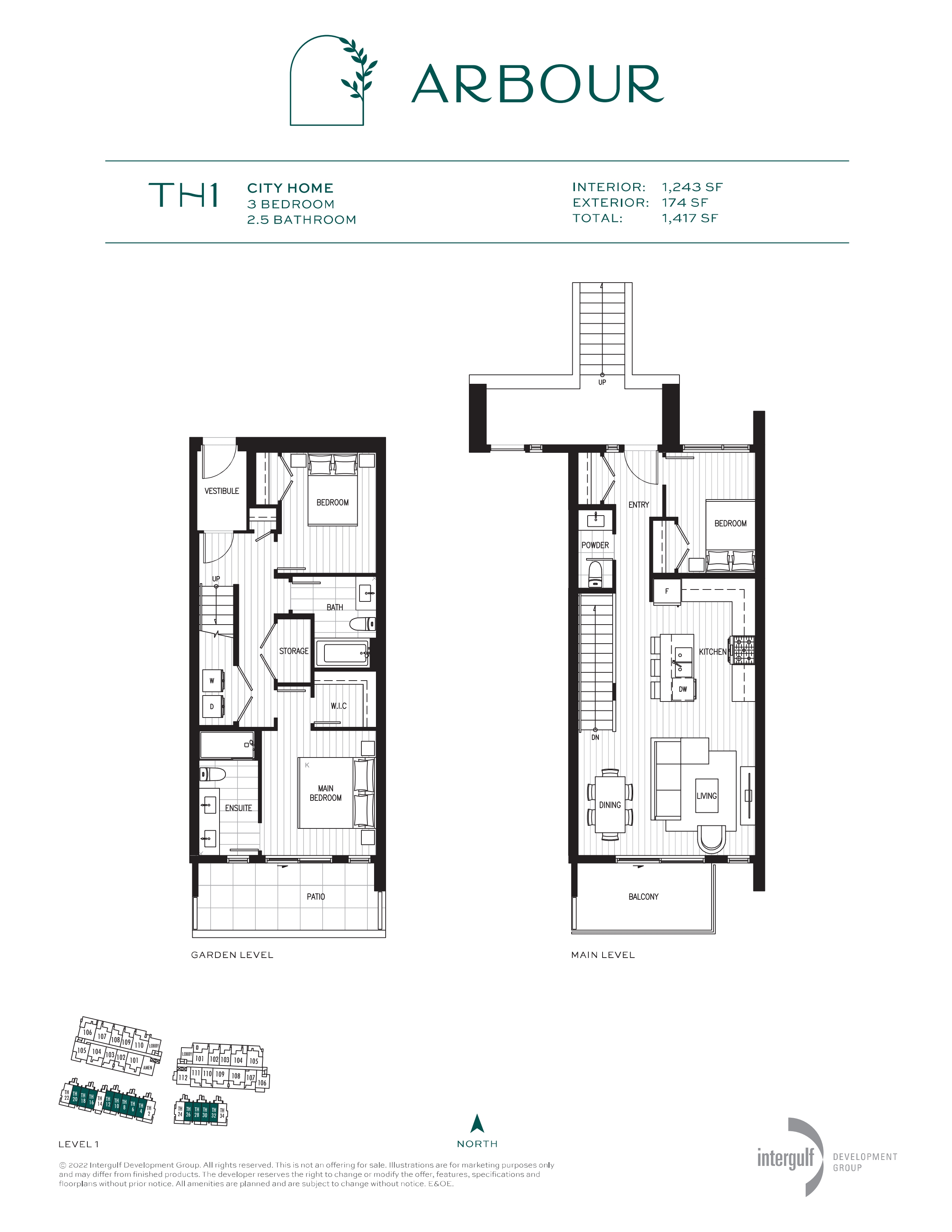 TH1 Floor Plan of Arbour Condos with undefined beds